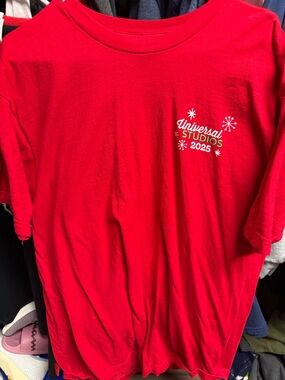 Universal 2025 Christmas Red Graphic Tee annual Passholder
